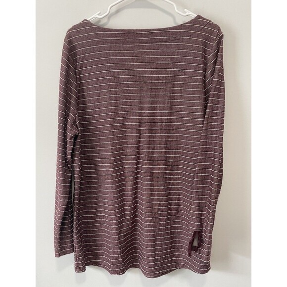 Talbots Woman 2x Maroon Strip Tunic Top Plus Size Modern Modest Cottagecore - Picture 2 of 7